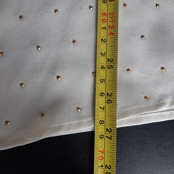 Liz Claiborne SZ L Cream Crepe Georgette Blouse Top Button Up Shirt - Picture 9 of 13